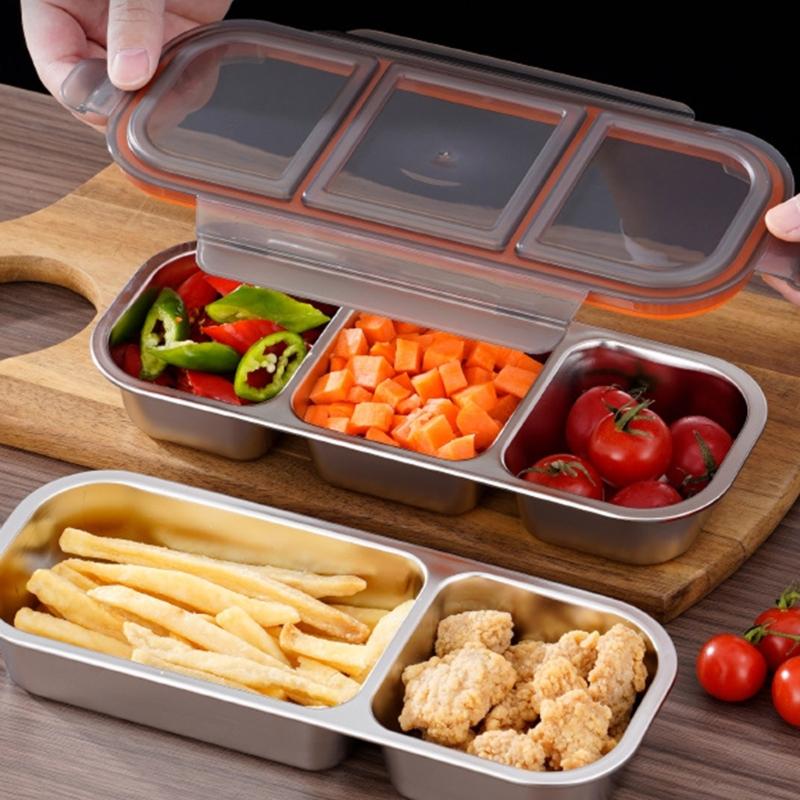 2 Pack Divided Meal Preps Container With Secures Lid Odor Resistant Dishwasher Safe Steel Snacks Box Lunch Organizers
