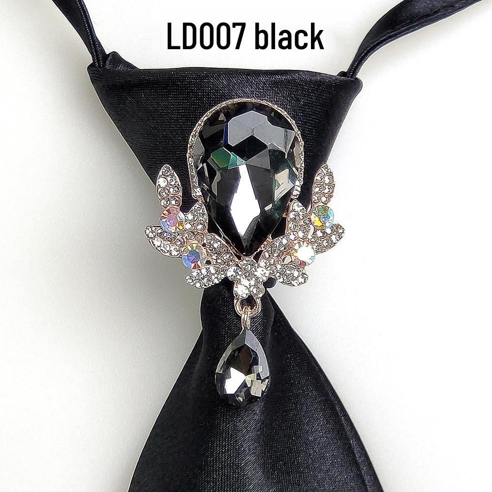 Broche en Cristal Élégante Européenne et Américaine Cravate Nœud Style Preppy pour Femmes