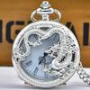 Antique Chinese Zodiac Dragon Vintage Quartz Pocket Watch with Chain, Retro Flip Cover Hollow Pendant Christmas Gift