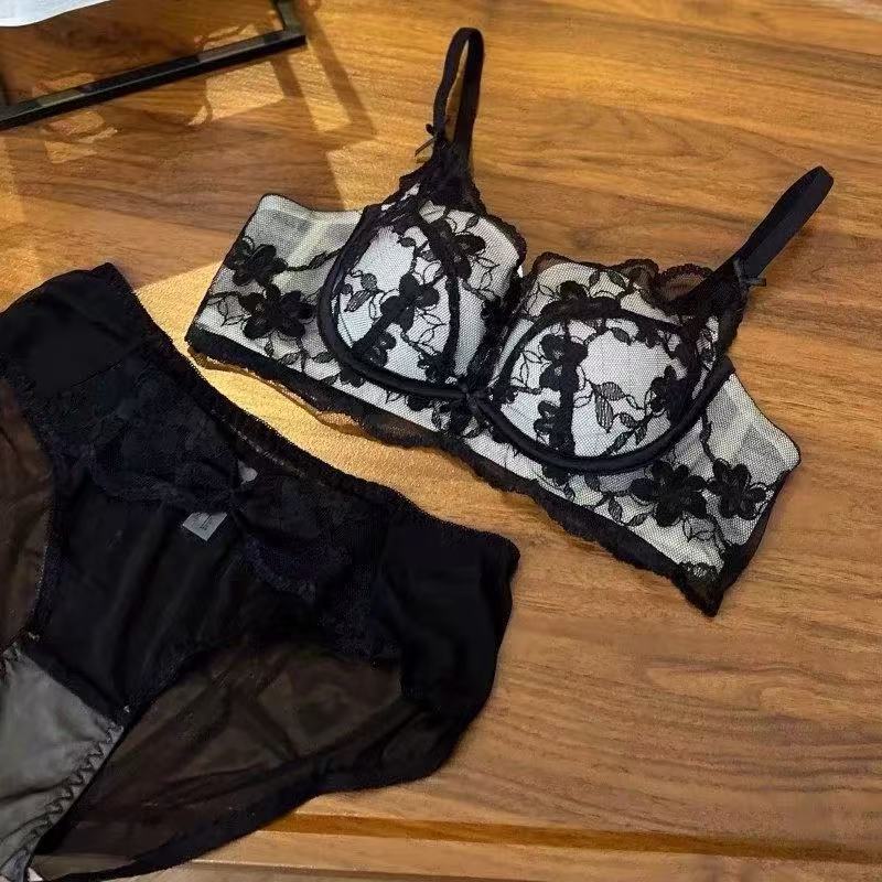 Sexy Pure Lace Small Breasts Show Big Gathering Upper Support Bra Cover Small Chest No Steel Ring Adjustment Type Upper Support