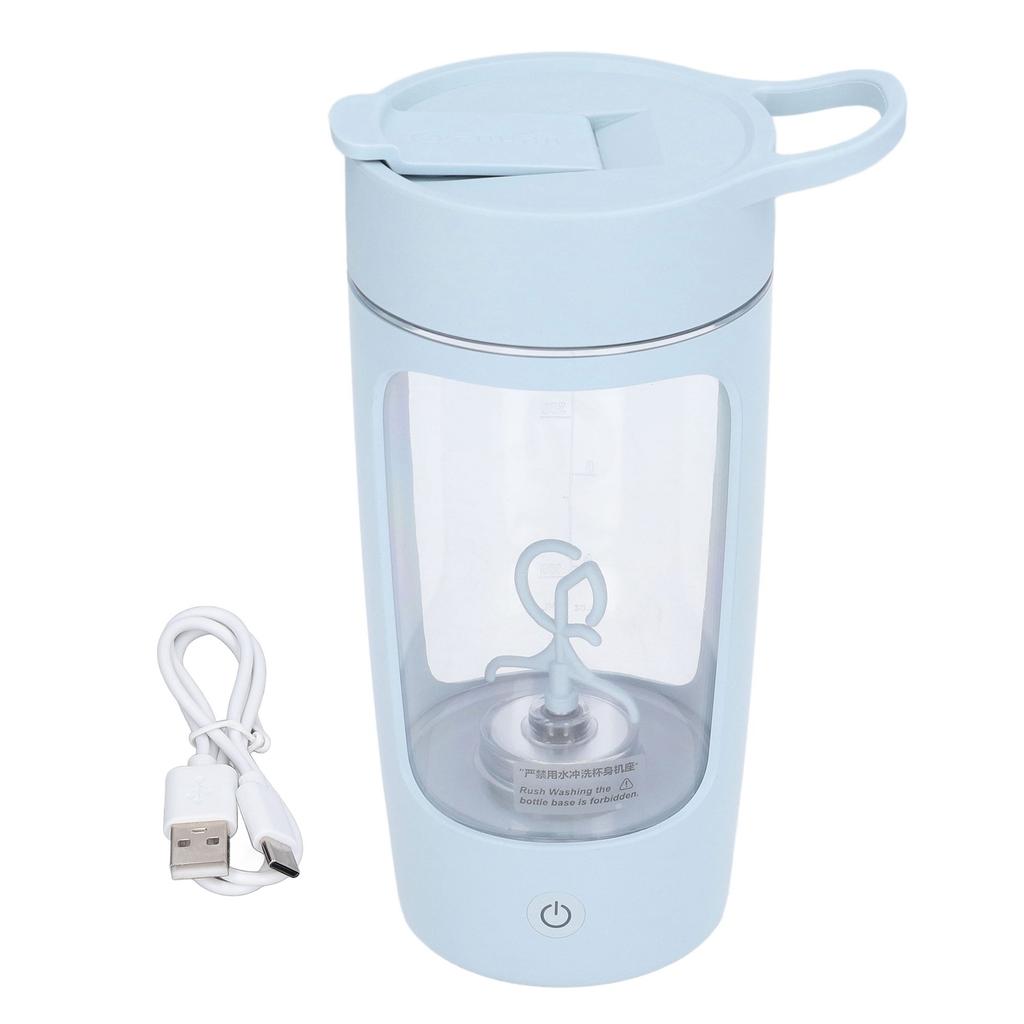 Elektrische Shakerflasche 650ml USB-Aufladung Tragbar Blau BPA-frei Pulvermischbecher für Zuhause Büro