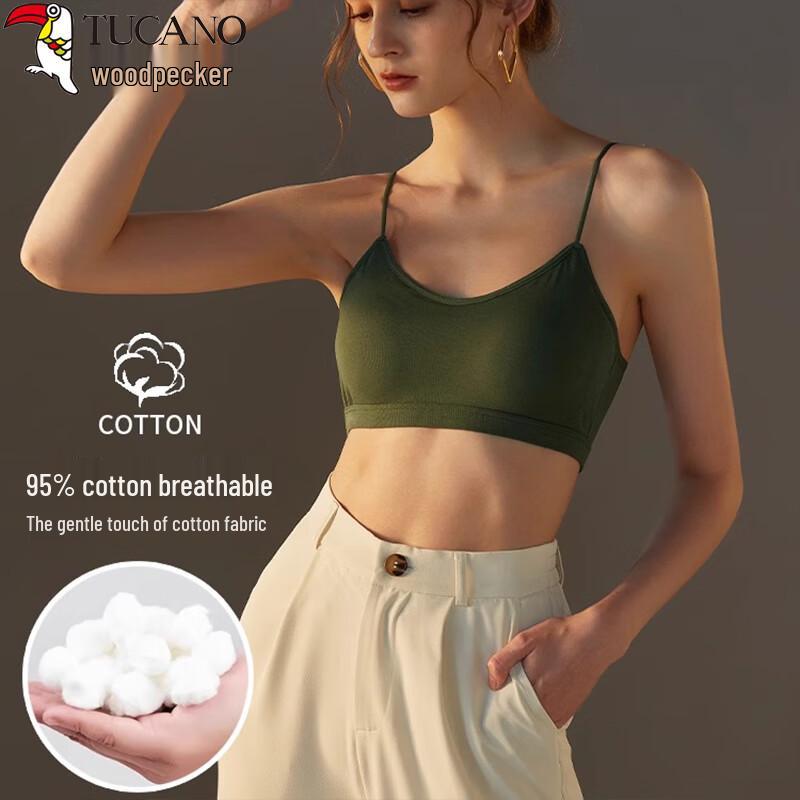 

Жіночий топ-бюстгальтер смужка Woodpecker з чистої бавовни з наповнювачем та перехрещеними бретелями на спині XL