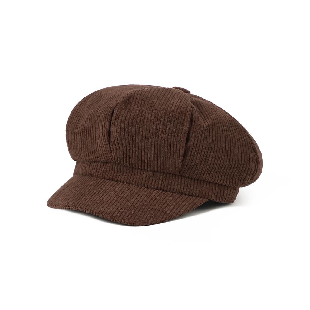 Korean Version Solid Color Corduroy Female Painter's Hat British Retro Octagonal Hat Gorras Para Mujer