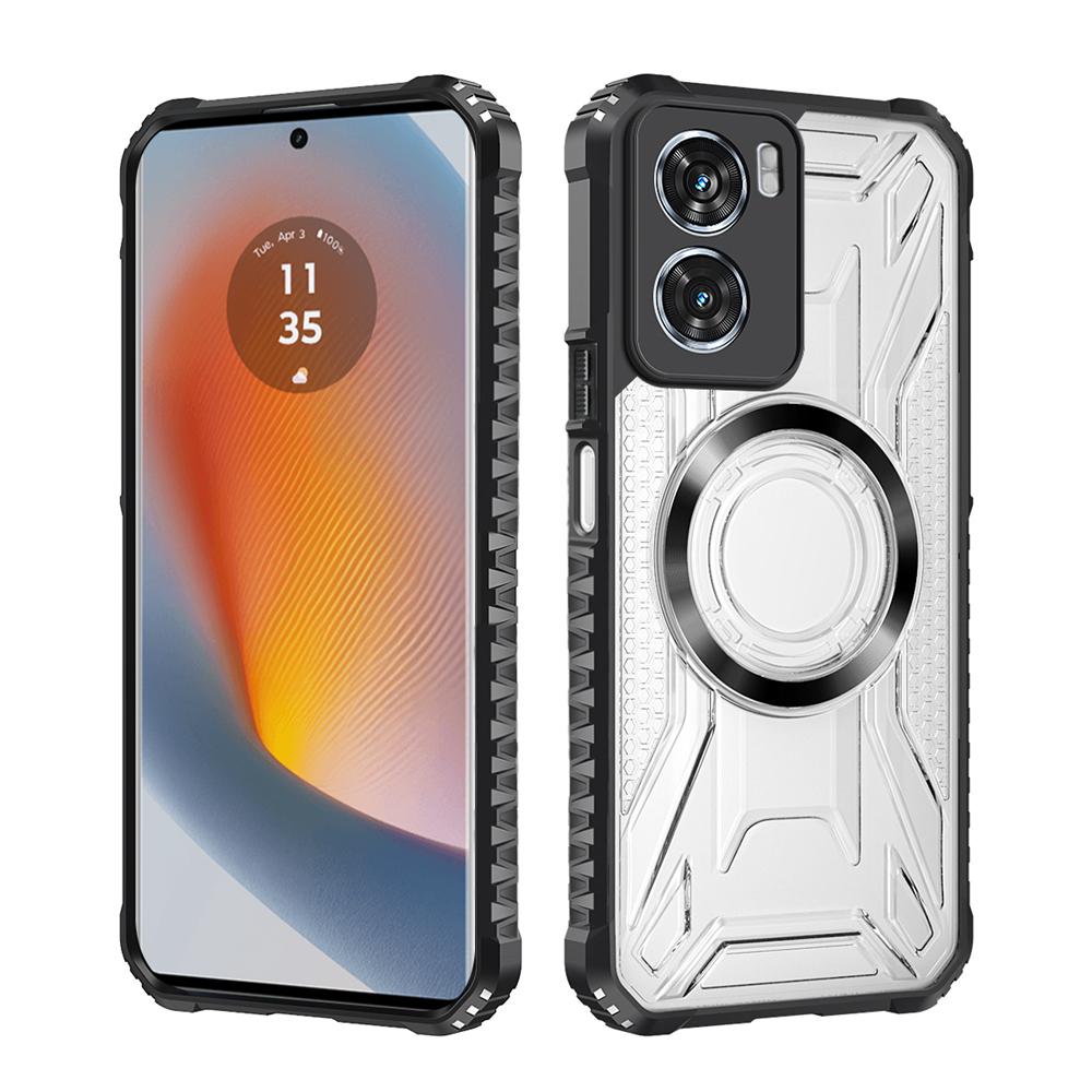 KEYSION Transparent Magnetic Case for Motorola MOTO G06 Soft Silicone+PC Heavy Duty Shockproof Phone Cover for MOTO G06 Power