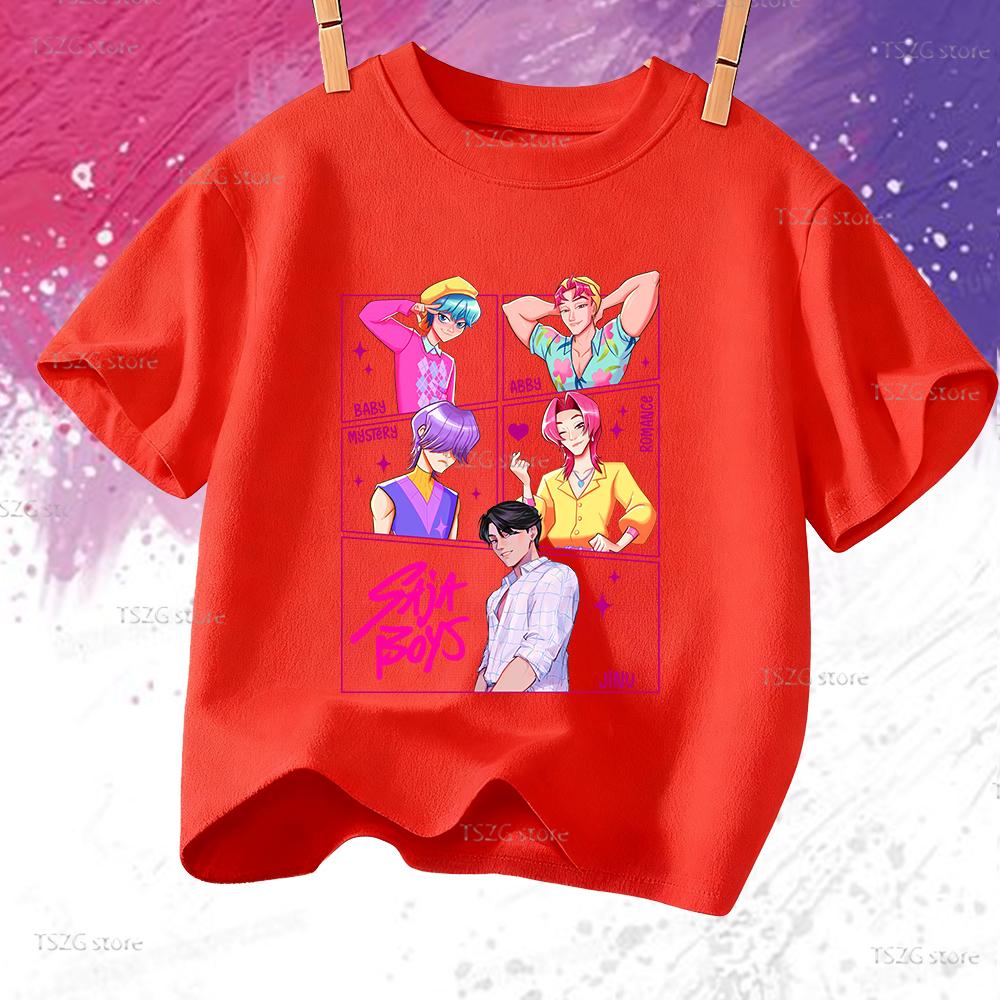 Sommer Anime KPop Dämonenjäger Saja Boys Print Kinder T-Shirt Tops Mode Kinderkleidung Kurzarm Fans Geschenk T-Shirt