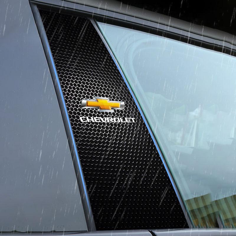 2Pcs Car Logo Center Pillar Protective Film Anti-scratch Sticker Decal For Chevrolet Cruz Mai Rui Bao Cobalt Impala Onix SS Pioneer Explorer Bolt EUV
