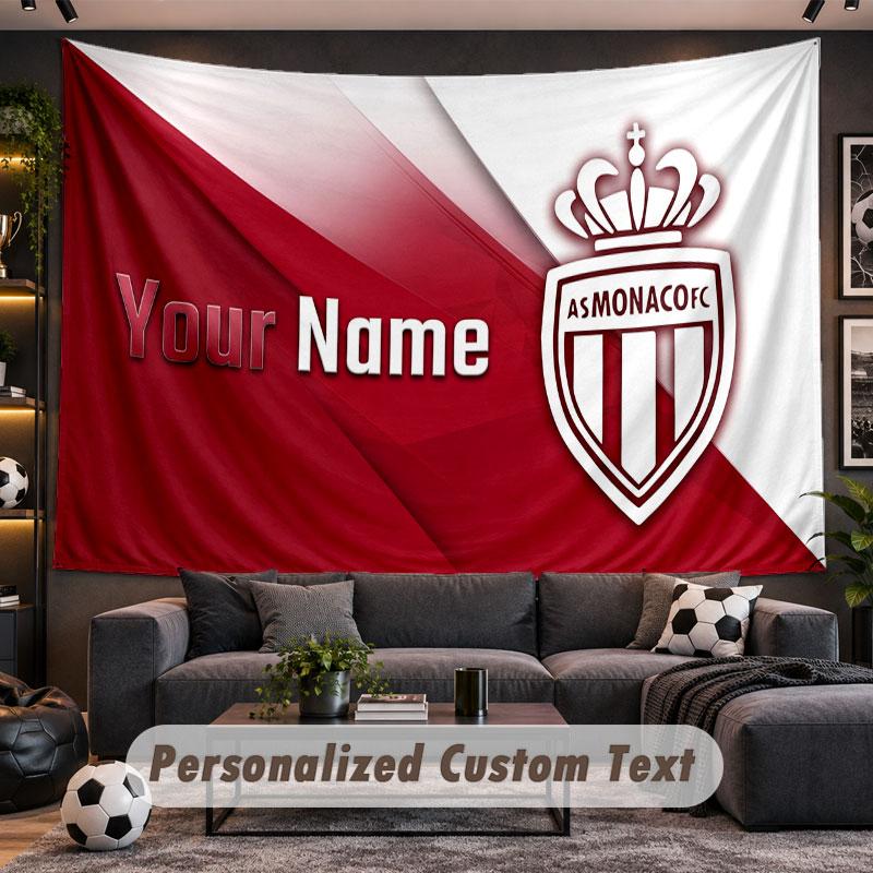 Wall Hanging Tapestry Custom NameMonaco FC Pattern Personalized Printed Fabric Wall Decor