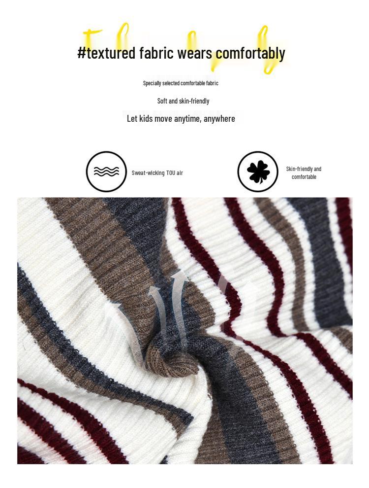 Girls' Korean Striped Cardigan & Baby Jeans Autumn Set 2025