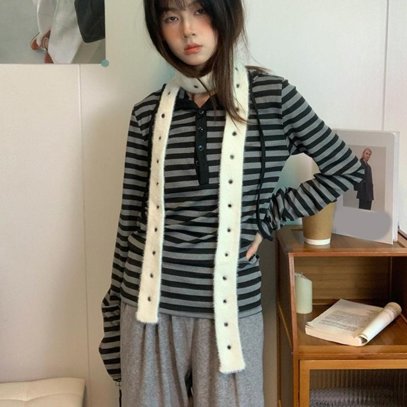 Hollows Knitted Plush Scarf Long Stripe Winter Wrap Acrylic Blend Soft Unisex Accessory For Women Men Kids