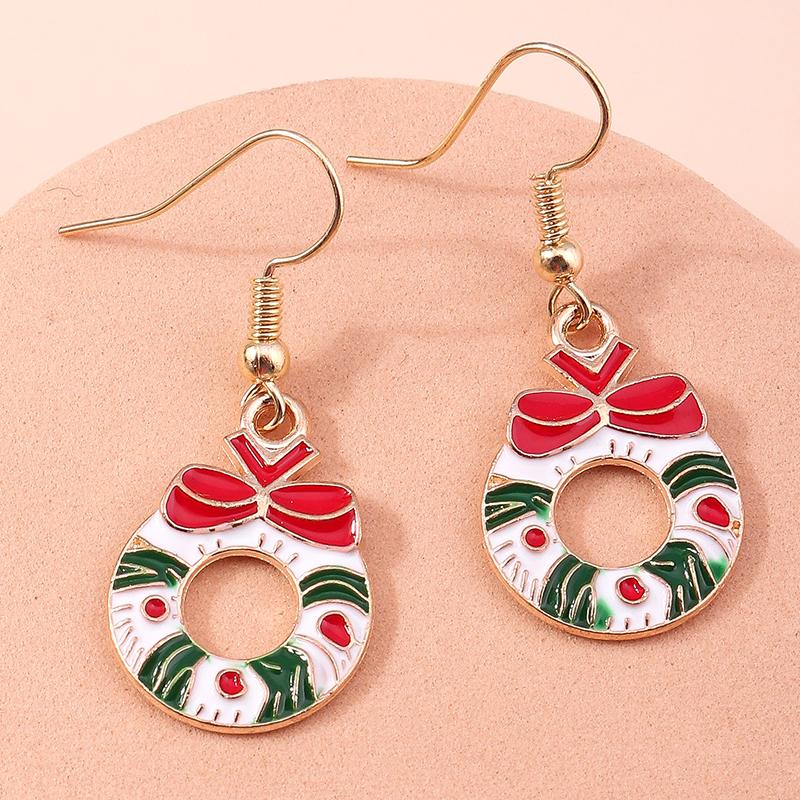 Fashion Merry Christmas Wreath Circle Hoop Earrings for Women Girls New  Party Festival Jewelry Gifts