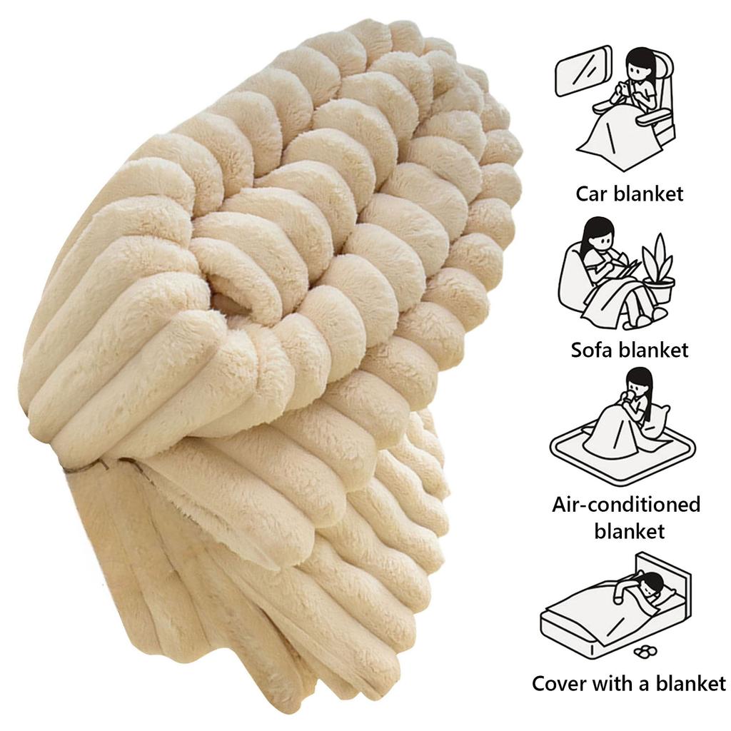 Reversible Faux Rabbit Fur Throw Blanket for Couch 60x40 Inches Fluffy Faux Fur Throw Blanket for Bed Sofa Chair Home Decor