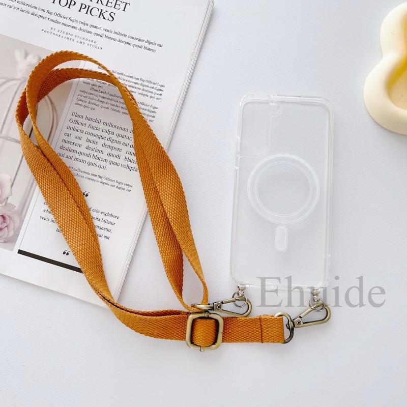 

Magnetic Case For Magsafe Samsung Galaxy S24 S23 Ultra S22 Plus S24Plus S22Ultra Strap Crossbody Lanyard Rope Transparent Cover Galaxy S23&Case & Strap