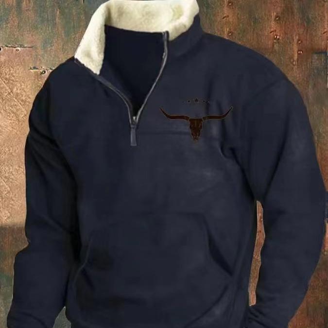 Men's 3D Print Half-Zip Long Sleeve Hoodie Jacket