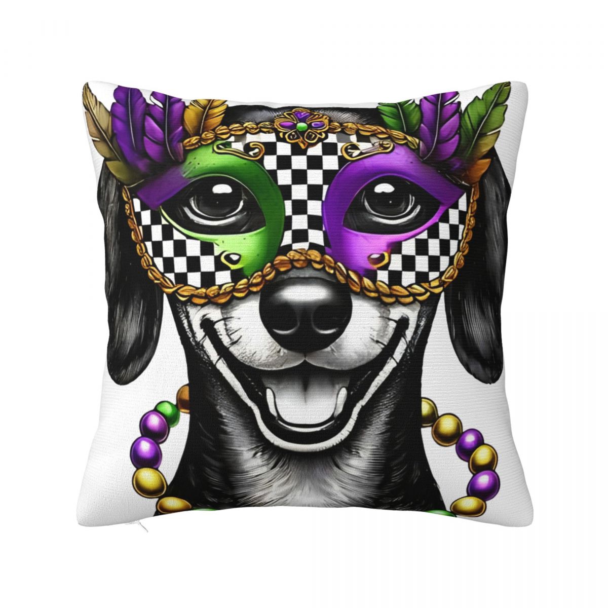 

Dachshund Mardi Gras Mask And Beads Pillow Covers Polyester Car Cushion Cover Creative Decorative Pillow Cover 4545 30x30cm 12x12in