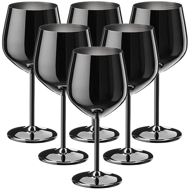 6 stk Rustfritt Stål Glass Cocktail Kreativt Metall Vinglass Bar Restaurant Champagne Rødvinsglass Drikkeglass Barutstyr Kopp