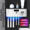 Wall Mounted UV Toothbrush Sterilizer Rack Rechargeable Automatic Toothpaste Dispenser Bathroom