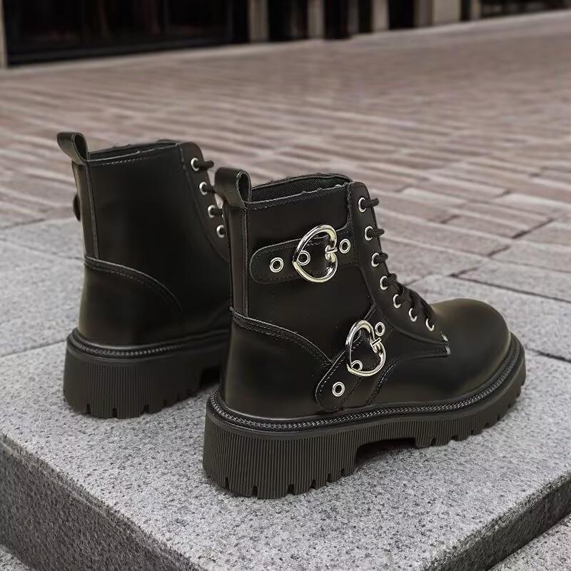 2025 autumn and winter new retro leather short boots platform locomotive Martin boots western tooling boots Chelsea cigarette boots women