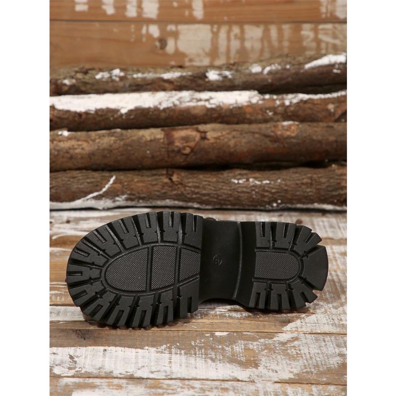 Plus Size 25 Autumn New Lace-up Round Toe Buckle with Platform Short Sore Women's British Style Fashion Trend Martin Boots