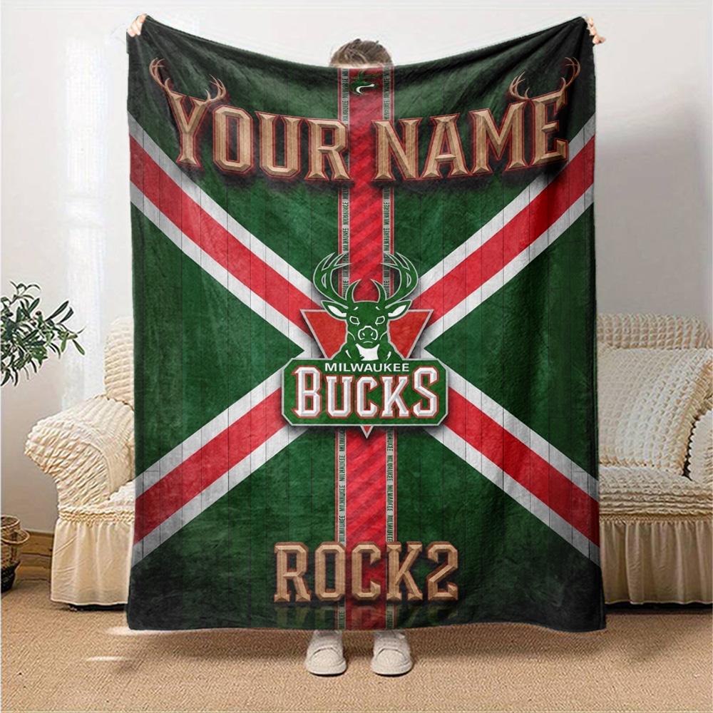 Name Custom Milwaukee Bucks Print Flannel Blanket High Quality Warm Comfortable Cover for All Seasons Perfect for Gifts Home Decor
