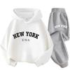 TZWYChildren Hoodie Set Autumn Winter New York USA Letter Graphic Sweatshirt Pant Suit Baby Boy Girl Kid Sport Two Pieces Tracksuit