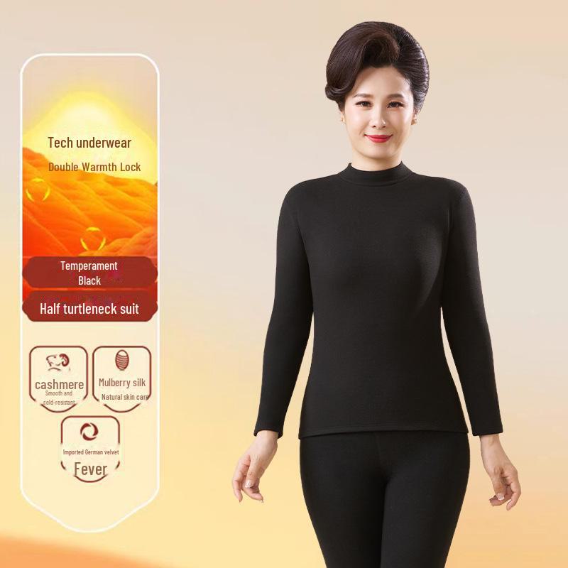 Niemiecki jesienny garnitur z kaszmiru: Damski sweter i spodnie z bawełny termicznej dla osób starszych