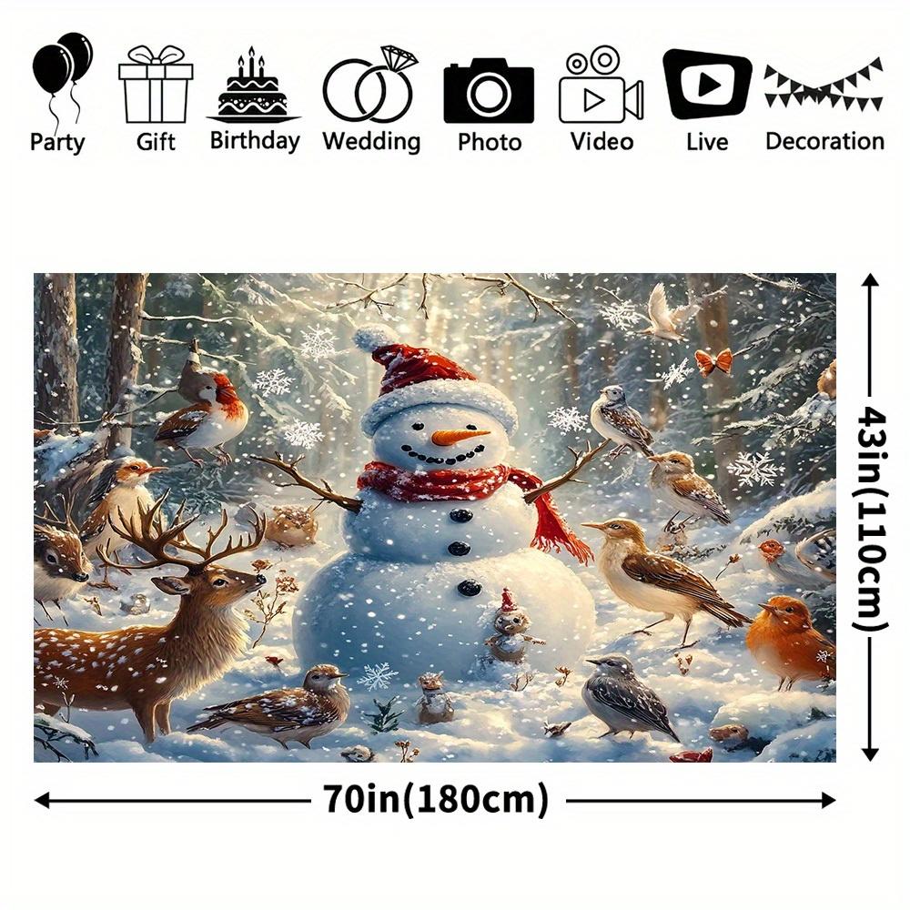 1Pcs Merry Christmas Snowman Wildlife Decoration Background Winter Backdrop For Photo Studio Photo Booth Party