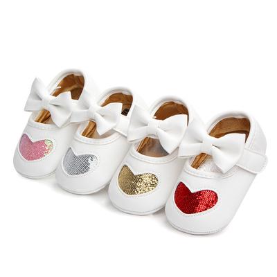 Fashion Baby Moccasins PU Leather Toddler First Walker Princess Love Bow Soft Soled Baby Girls Shoes