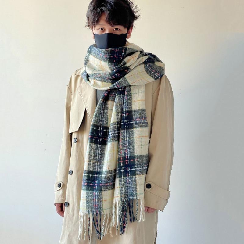 Winter Christmas red atmosphere soft waxy scarf female couple style holiday gift high sense angola red plaid shawl