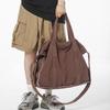 Large Capacity Canvas Handbags Solid Brown Korea Shoulder Bags For Women 100% Cott Casual Totes 2026 Winter Hg Kg Toolkit