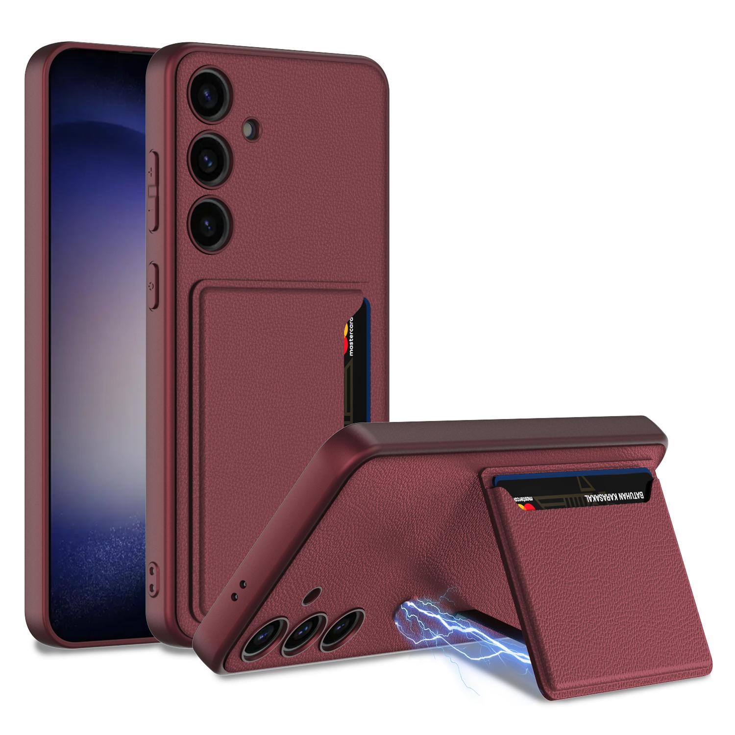 

GKK For Samsung Galaxy S24 Kickstand Card Slots Case PU Leather Phone Back Cover Red