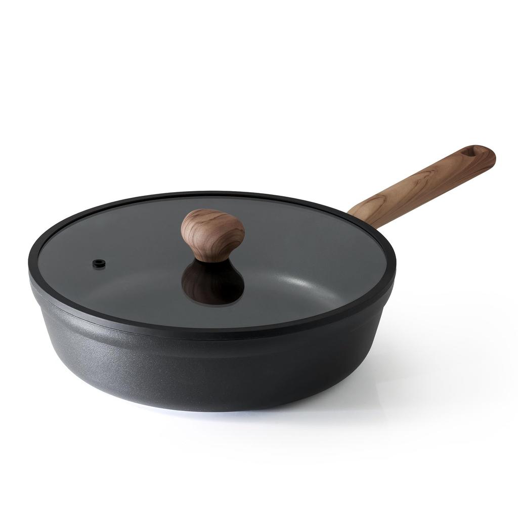 SENSARTE Deep Frying Pan 30cm with Lid, Non-stick Coating, IH and Gas Stove Compatible, Stir-fry Pan, All Heat Source Compatible, 5-Layer Construction