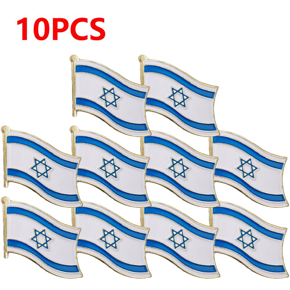 10-100PCS Israel Flag Pin Metal Enamel Badge Brooch Waving National Flag Style Flag Badge Brooch Clip Clothes Bags Accessories