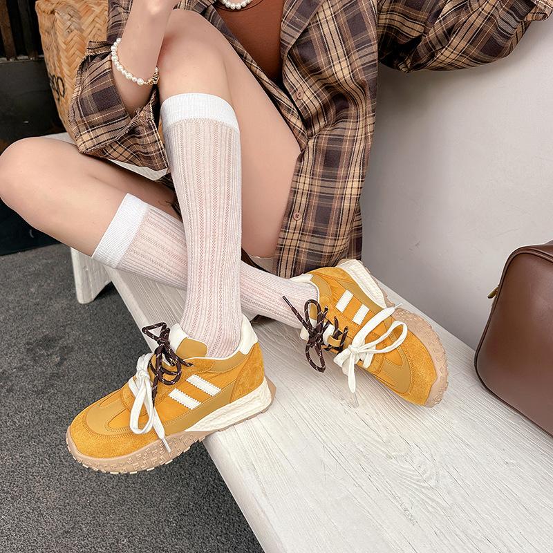 

Small inner height increase cowhide women s spring and summer new versatile breathable retro sports and leisure shoes 39