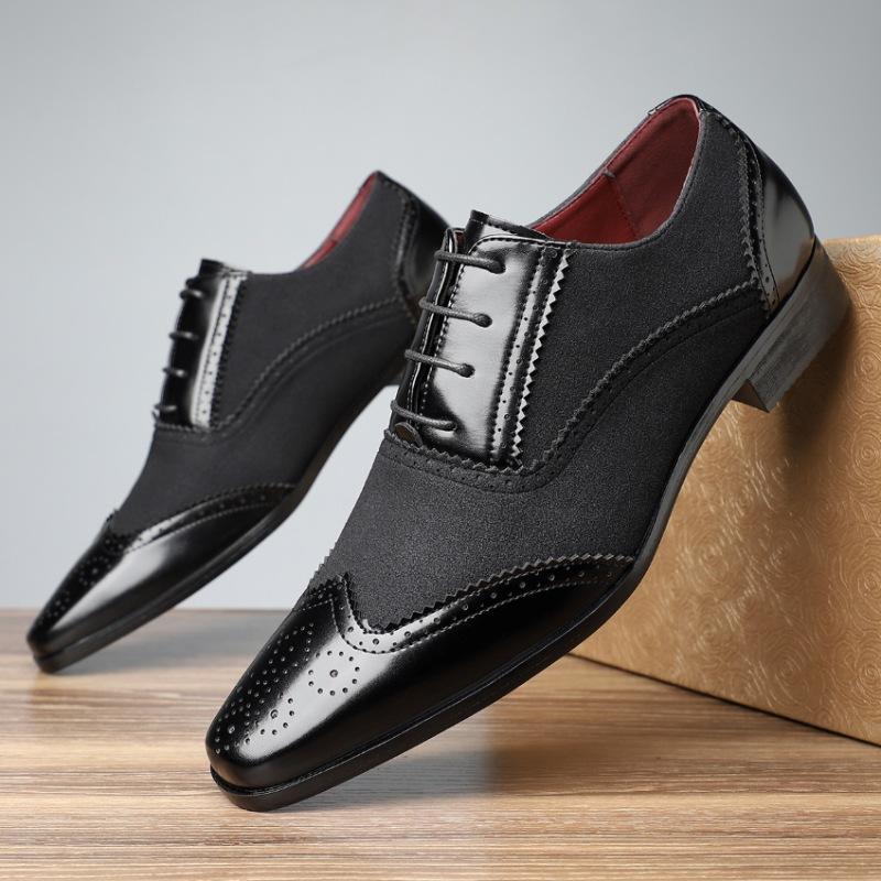 New Men's White Black Mix Patchwork Pointed Leather Casual Oxfords Shoes Male Wedding Dress Homecoming Footwear Zapatos Hombre