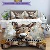 3PC Custom Name Donkey Floral Crown Bedding Set Duvet Cover Closure Includes 1 Duvet Cover & 2 Pillowcases for Bedroom