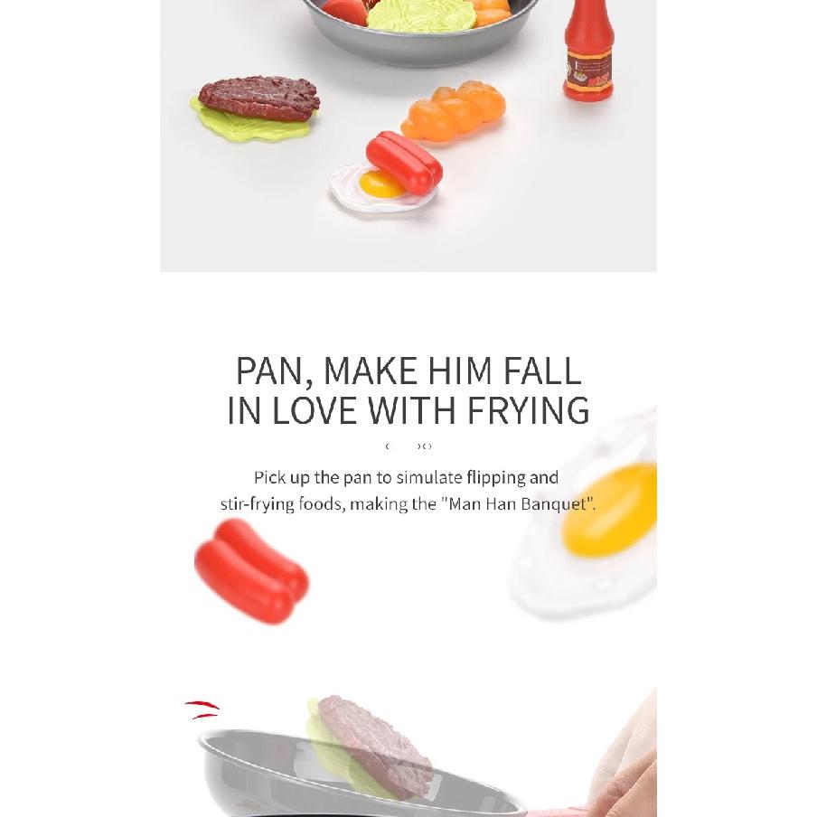 Children Kitchen Food Toys Simulation Frying Pan Vegetables Steak Bread Hot Dog Omelette Play Toy Set for Kids Girls Education