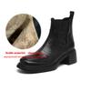 Krazing Pot Sheepskin Round Toe Thick Heels Chelsea Boots Size 42 High Quality Women Keep Warm Ankle Boots