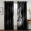3D Digital Print Cheap Custom Animal Lion Tiger Two Thin Window Curtains for Living Room Bedroom Decor 2 Pieces