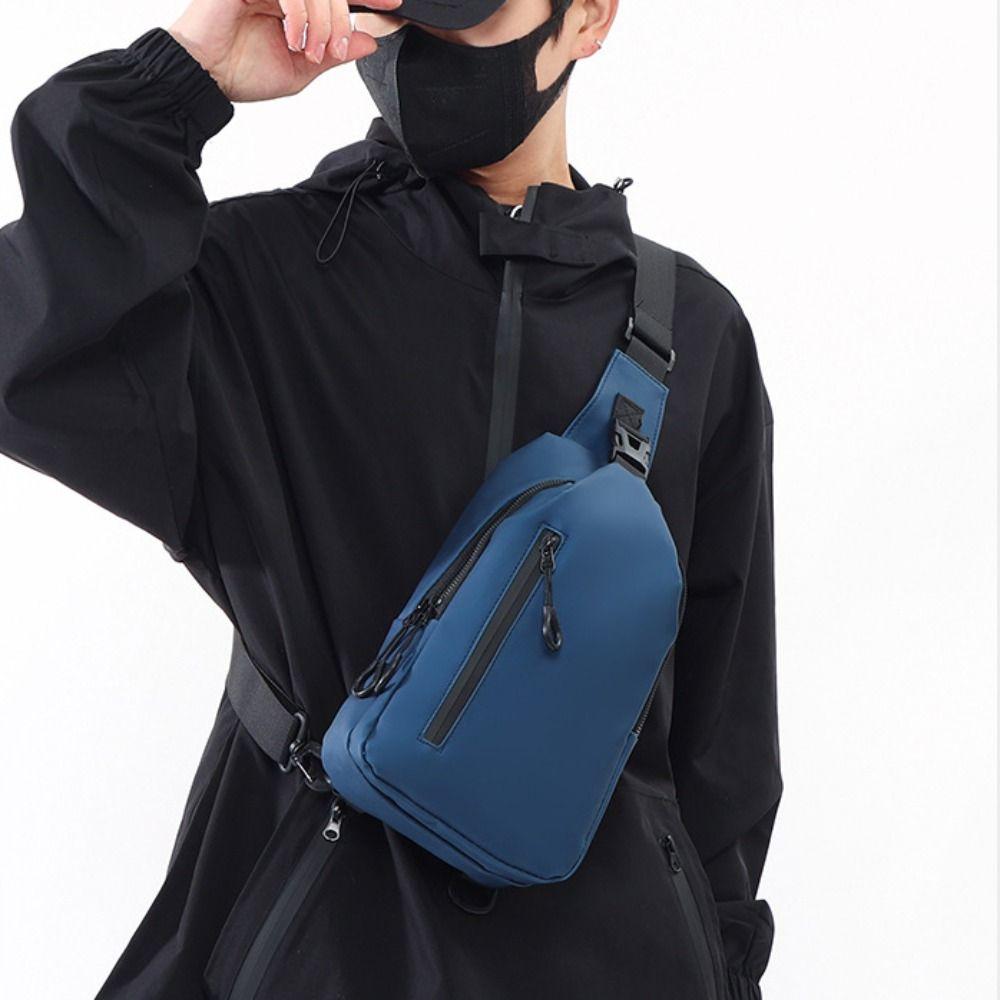 Oxford Cloth Outdoor Crossbody Bag Multi-functional Sports Walking Bag Men's Chest Bag  Daily