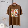 Shellsuning Casaul Kawaii Fruit Printed T Shirt Women Loose O Neck Short Sleeve Base Tees Female Simple Cotton Trendy White Tops