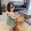 Children Dress Girls Summer Dress Korean Princess Dress Mesh Dress Sleeveless Loose Floral Bow Ruffle Dress