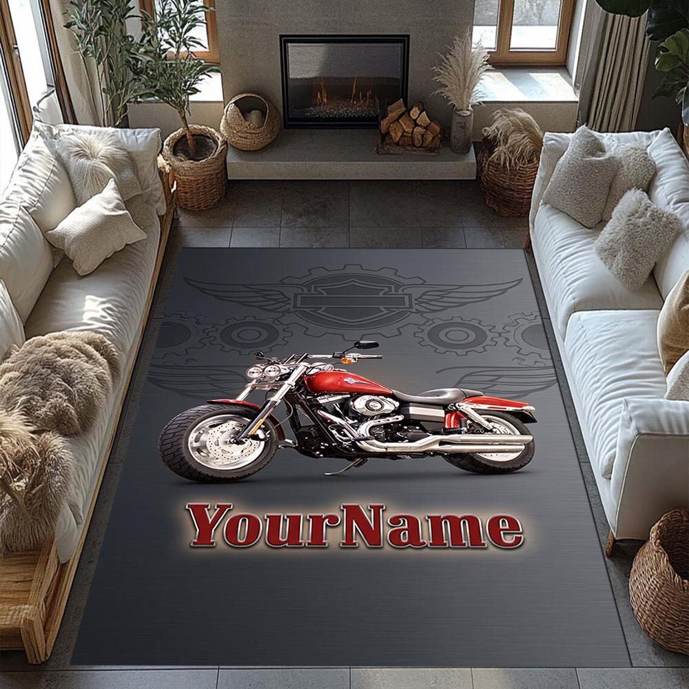 Harley-davidson Motorcycles Customizable Name Floor Mat Suitable for Outdoor Hallway Entryway Kitchen Antislip Carpet Decorate Offices