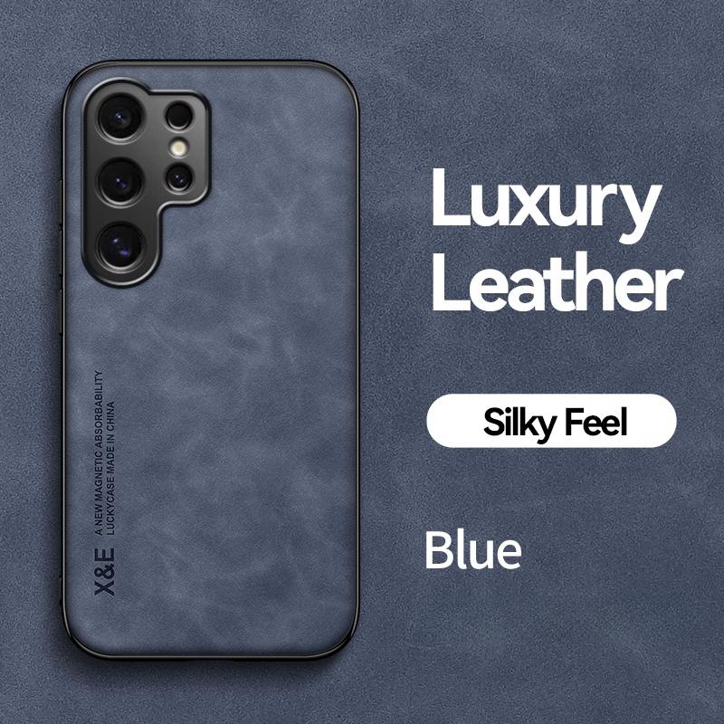 Luxury Leather Phone Case For Samsung Galaxy S25 Ultra S25+ S 25 Car Magnetic Holder Cover for Galaxy S25 Plus S25ultra Funda