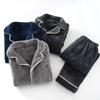 Heren Grote Maat Fleece Flanellen Pyjamaset - Lange Mouw, Dik Koraal Fleece voor Herfst & Winter Comfort