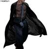 Men Long Sleeve See Through Open Front Casual Long Cardigan Mesh Sheer Coats