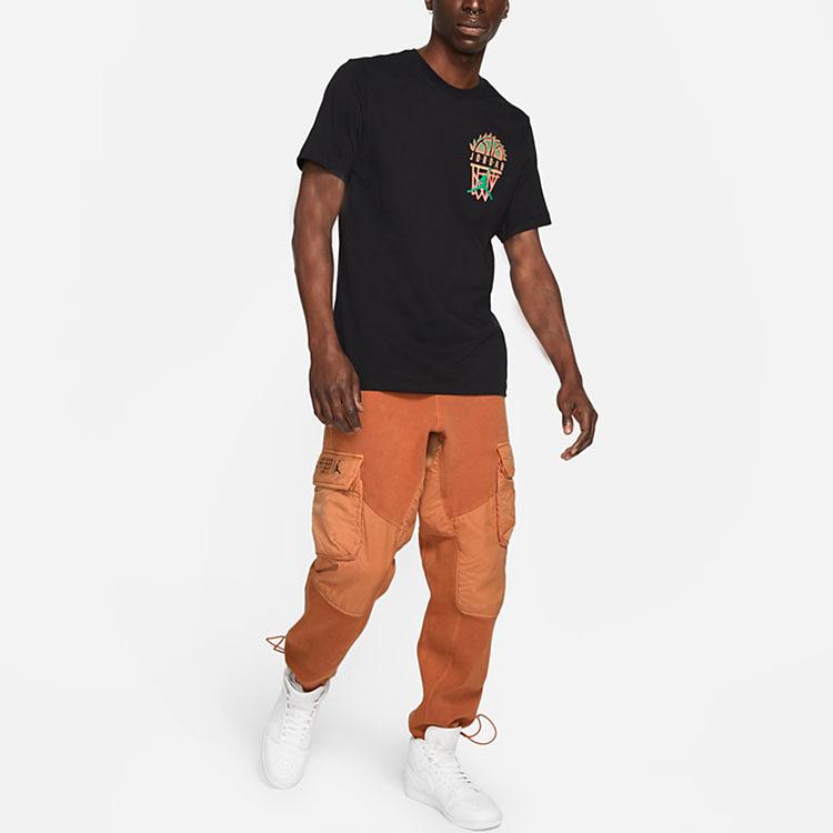 Jordan DNA Logo Geometric Pattern Print Crew Neck T-Shirt Men Tops Black DQ8643-010