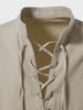 Men's Cotton Linen Henley Shirt - Beach Casual Stand Collar Long Sleeve (2024)