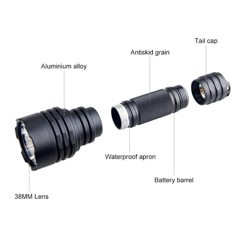 Powerful 500Yards C8s Professional Green Red Hunting Flashlight 1-Mode Torch USB Rechargeable Lantern+Switch+Mount+18650+Charger
