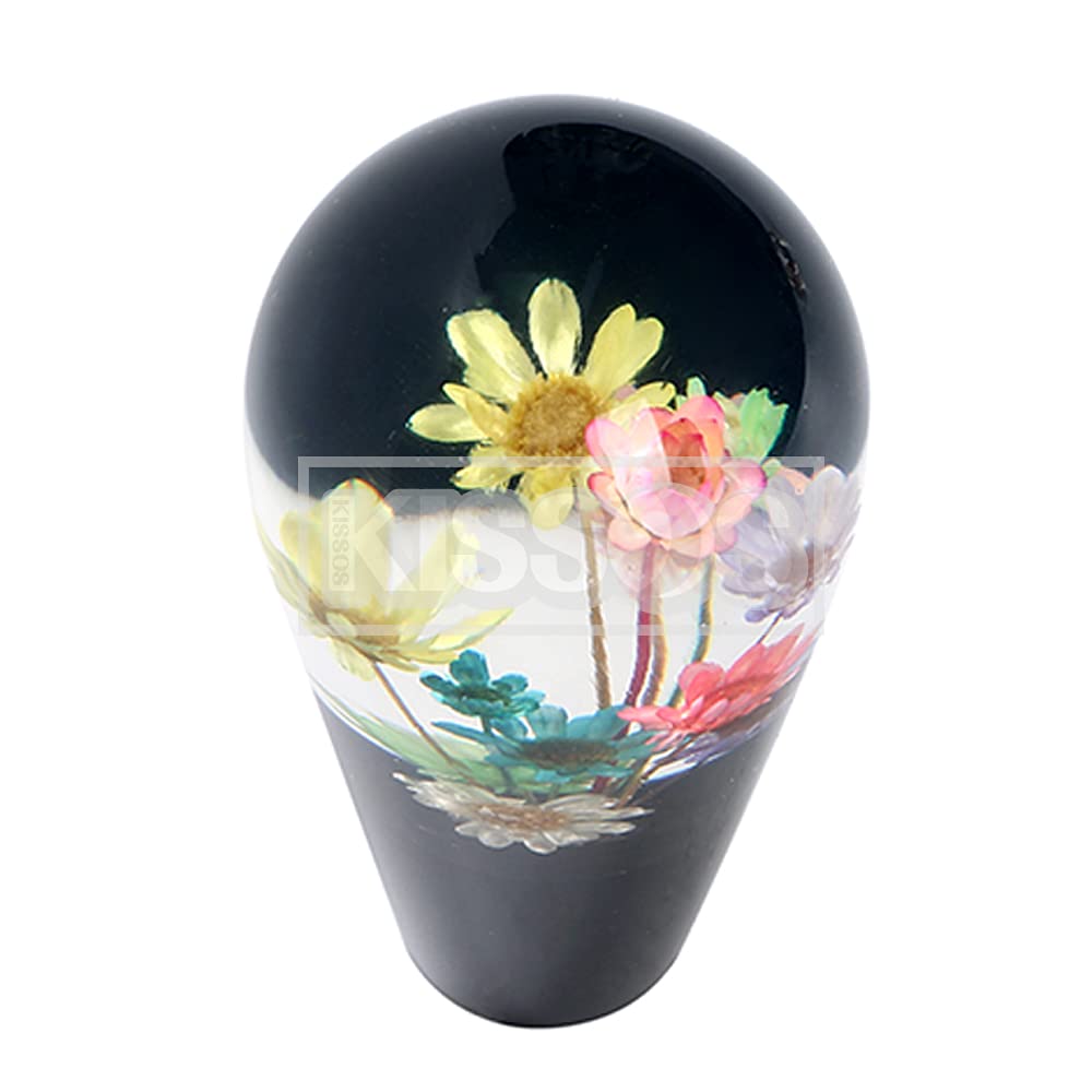 Crystal Shift Underwater Flower Showa Era Japanese Universal Gear Shifter Adapter for Trucks and Mini Trucks Knob, Design, Retro, Style, (Black)
