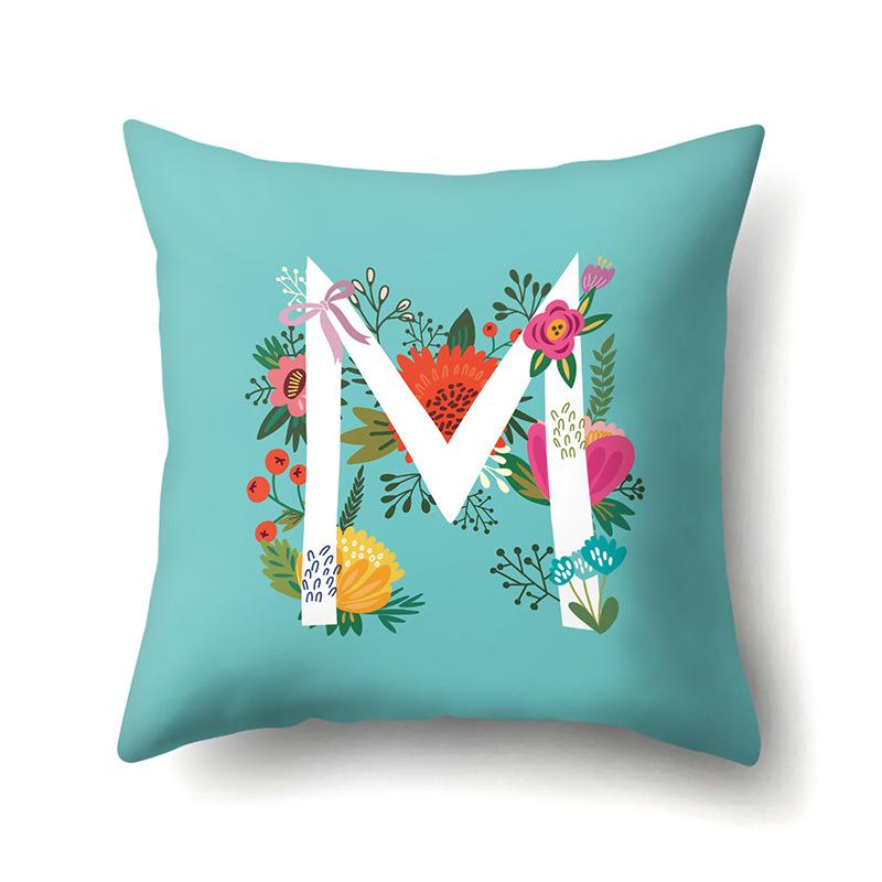 Polyester Pillowcase Flowers Fresh Home Decoration Print Pillowcase 26 English Letter Cushion Cover